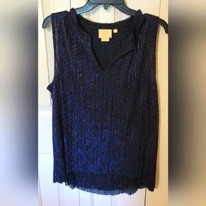 Dark blue sparkly Vanessa Virginia sleeveless top, size large